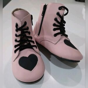 227 Speelbound Pink Heart Leather Toddler Boots